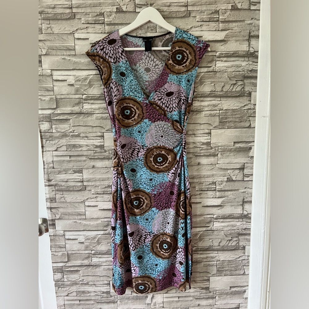 Max and Cleo || Y2K Short Sleeve Wrap Floral Midi Side Slit Dress SZ XS